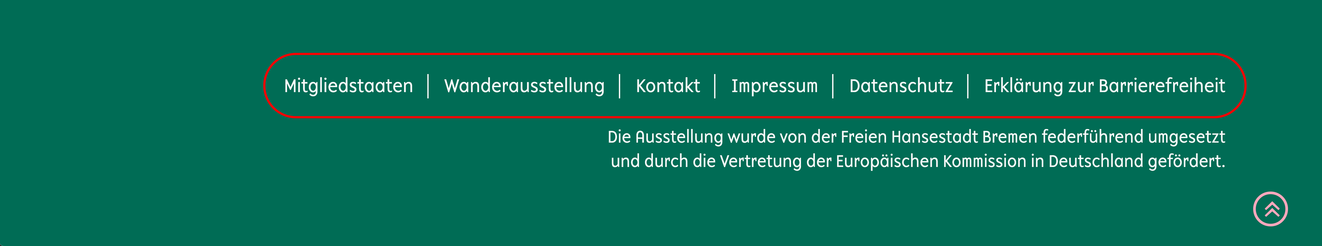 Detailansicht Footermenü, am Ende der Seite